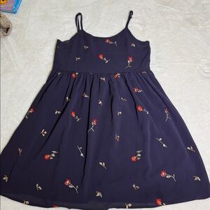 Madewell Navy Blue Embroidered spaghetti strap dress. XXS.
